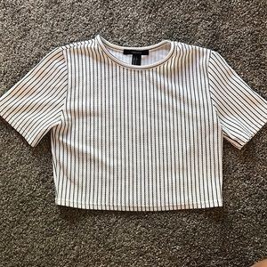 Cropped striped baseball tight fit tee